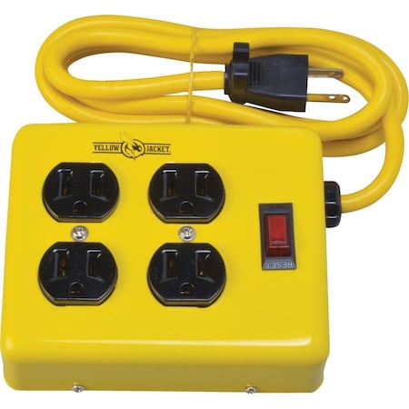 Yellow Jacket Power Strip, 4 Outlet(s) 4 ft., Yellow 2177N